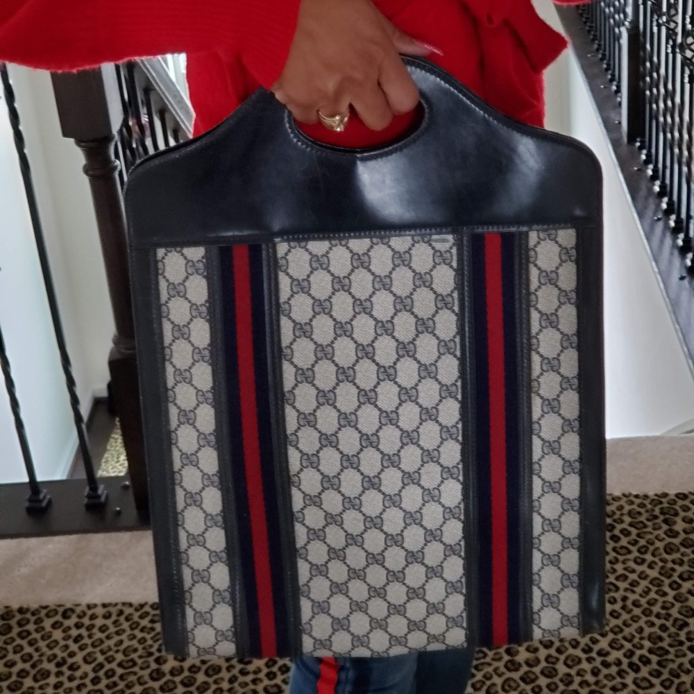 Blue Vintage Gucci Tote Shopper Handbag Authentic